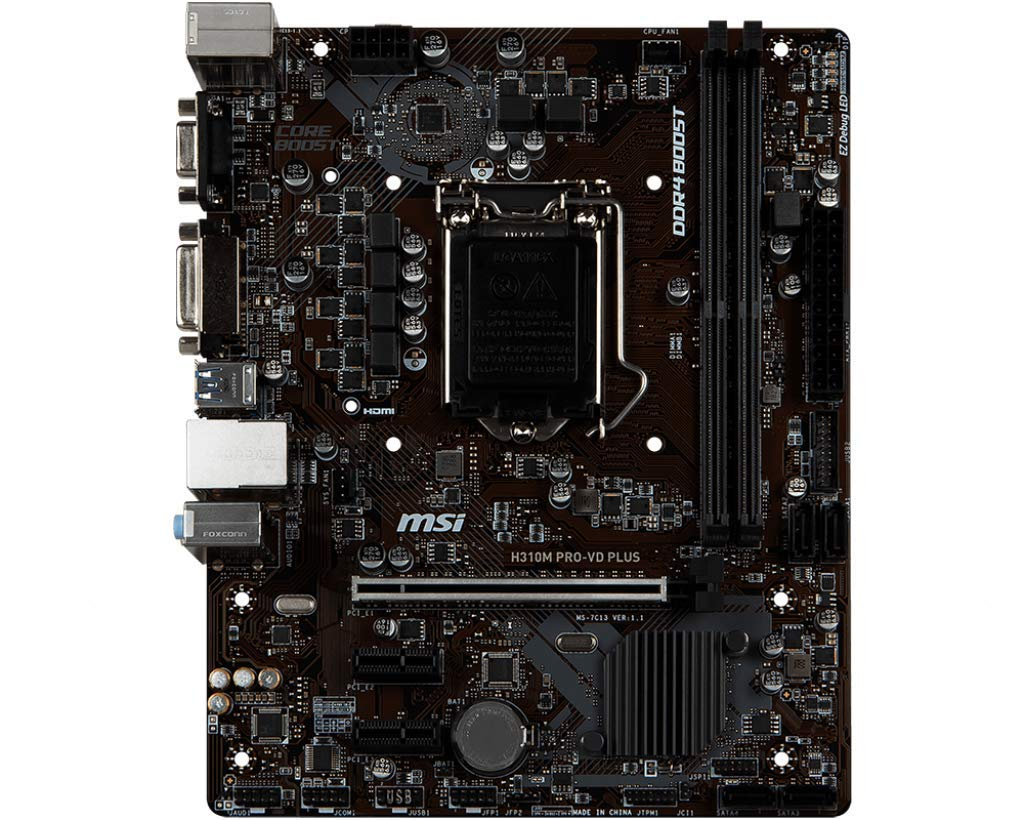 Placa base - MSI H310M PRO-VD, Placa base LGA 1151 (Zócalo H4), Micro ATX ,Intel® H310, Negro
