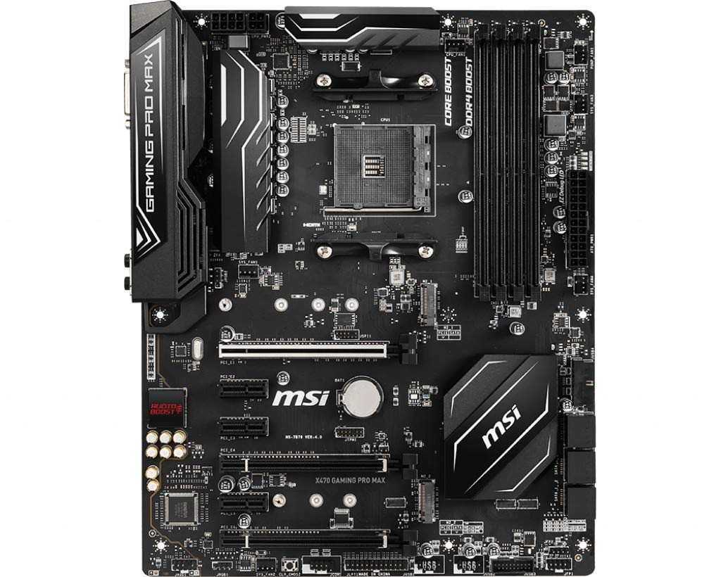Placa base gaming - MSI X470 GAMING PRO MAX, AMD X470, Zócalo AM4, 4 x DDR4, Negro