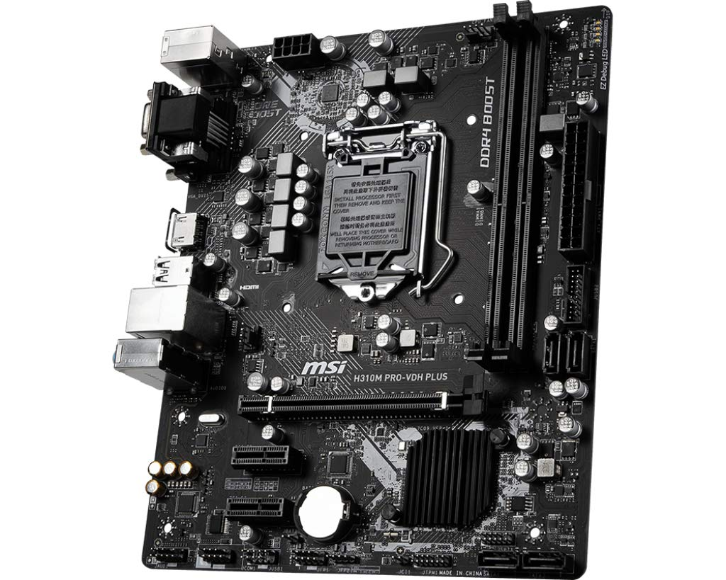 Placa base - MSI H310M Pro-VDH Plus, Micro ATX, Chipset Intel H310, LGA 1151 (Zócalo H4), Negro