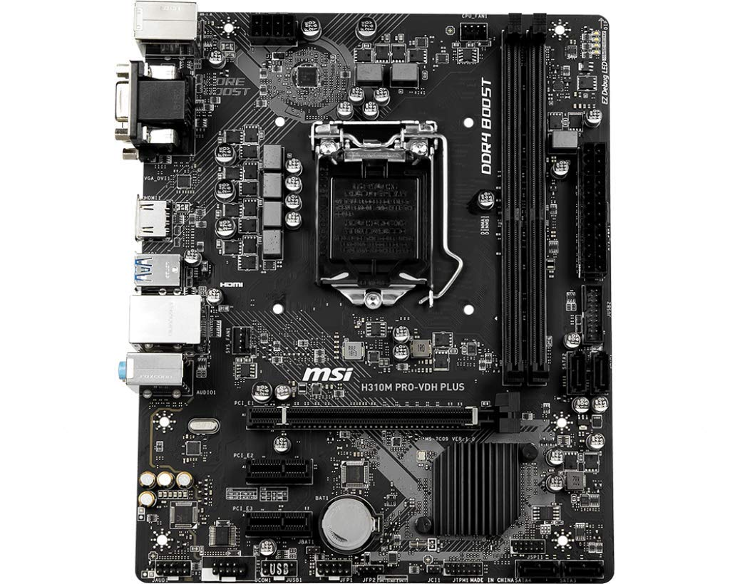 Placa base - MSI H310M Pro-VDH Plus, Micro ATX, Chipset Intel H310, LGA 1151 (Zócalo H4), Negro