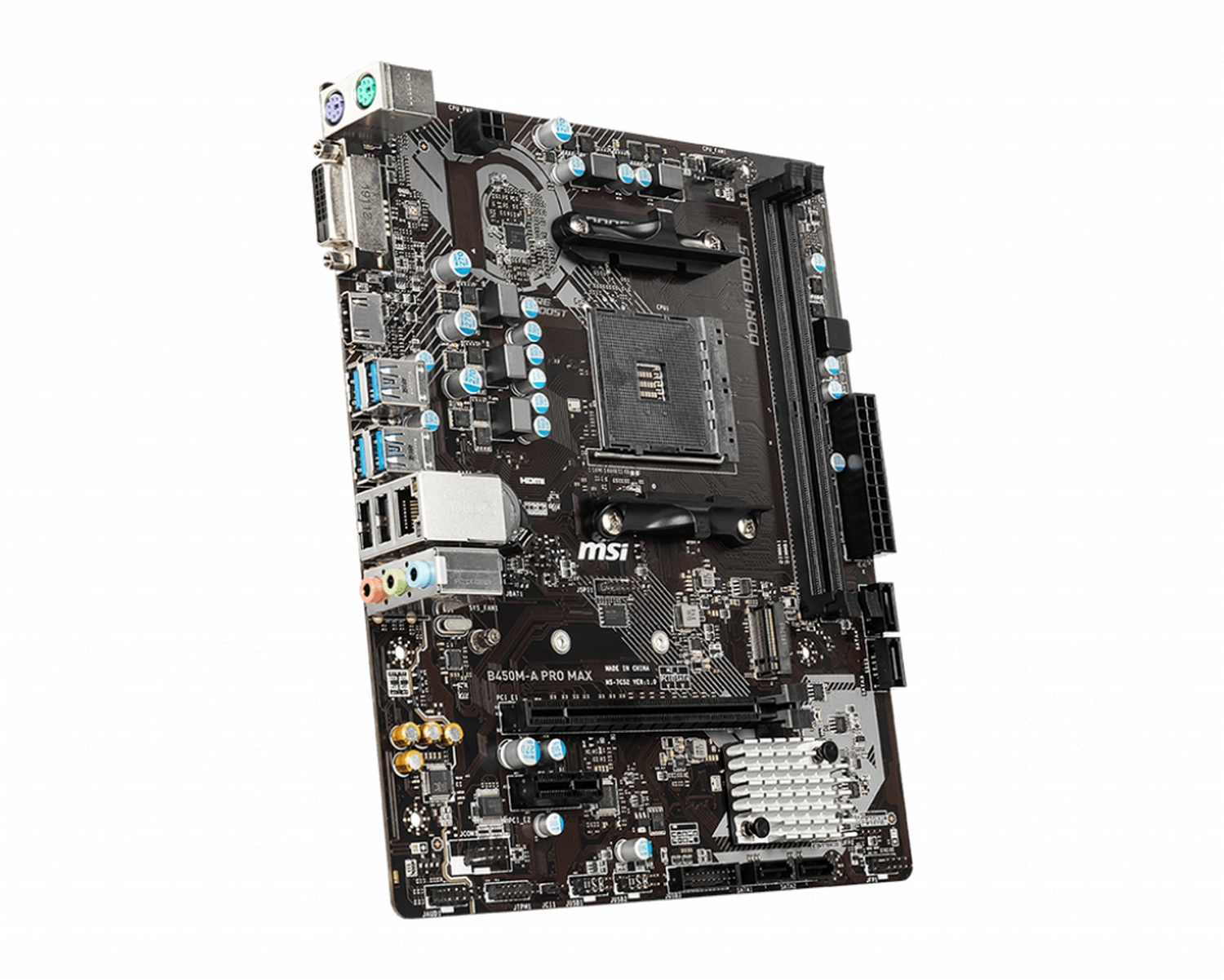 Placa base - MSI B450M-A Pro Max, Socket AM4, Micro ATX, Dual, DDR4, SDRAM, Realtek ALC892