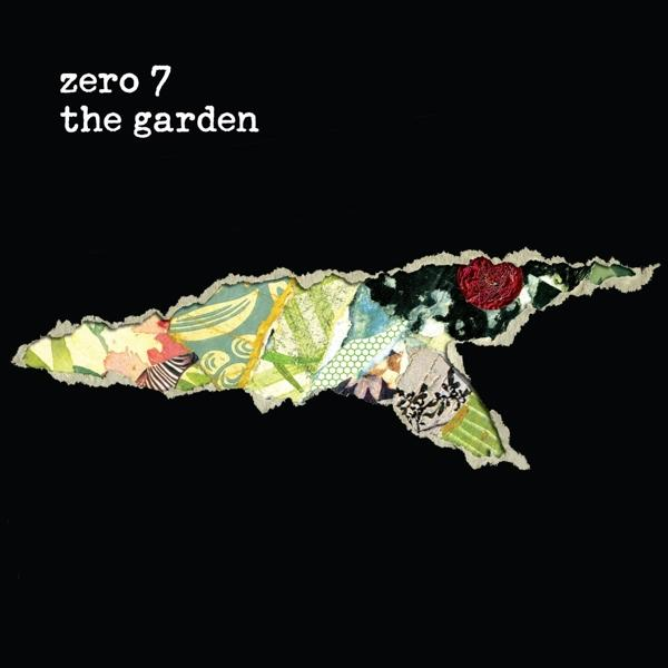 Pochette d'album avec un collage de papier déchiré. Titre : zero 7 the garden.
