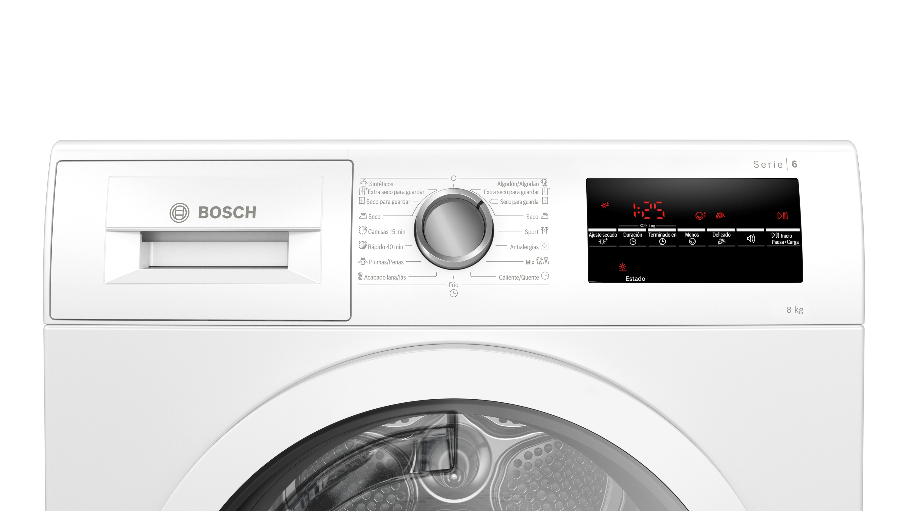 Secadora - Bosch WTG86260ES, 8 kg, Independiente, Blanco