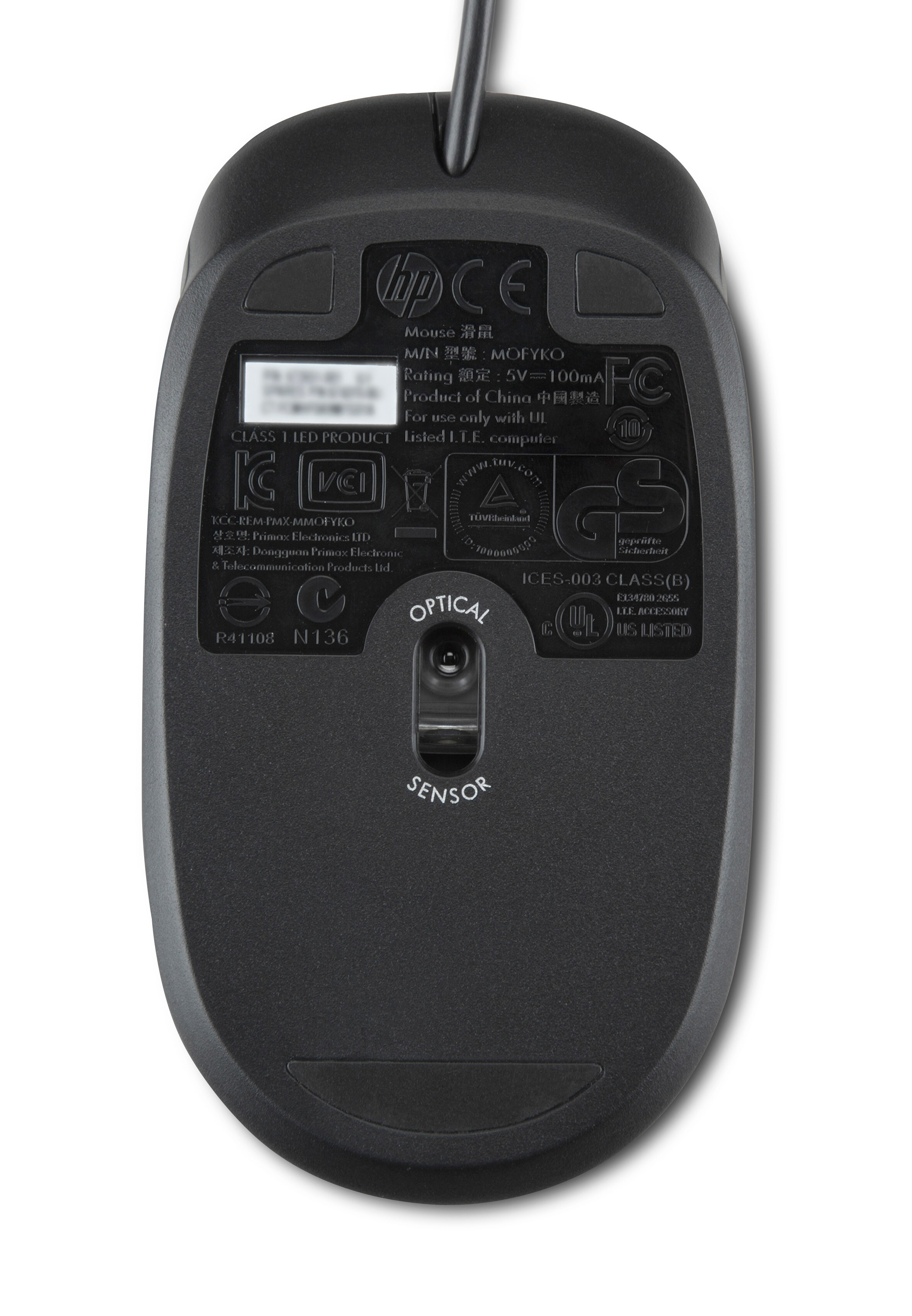 Ratón - HP PS/2, con cable, Negro