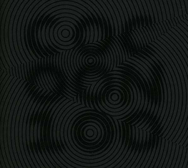 Abstrakte schwarze Kunst, konzentrische Kreise in einem Muster, die Formen bilden.