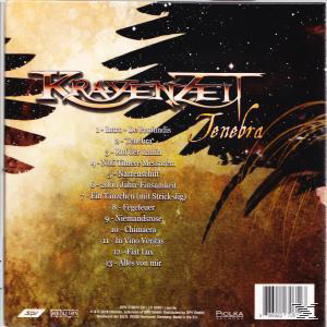 Ein CD-Cover mit dem Bandnamen 'Krayenzeit' und dem Albumtitel 'Tenebra'. Es listet die Titellisten auf.