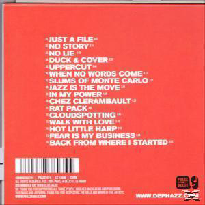 Rotes CD-Cover mit weißem Text, der Songtitel und einen Barcode auflistet.
