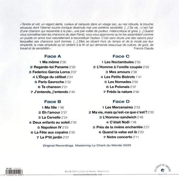 Couverture de livre avec texte en français, listant titres et artistes.