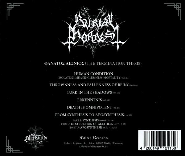 Schwarzes Albumcover mit weißem Text, der Songtitel und Credits auflistet.
