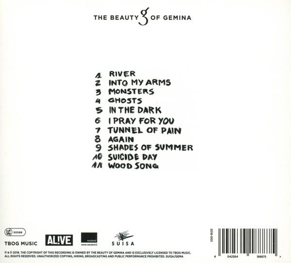 Rückseite einer CD mit Trackliste des Albums 'The Beauty of Gemina'.