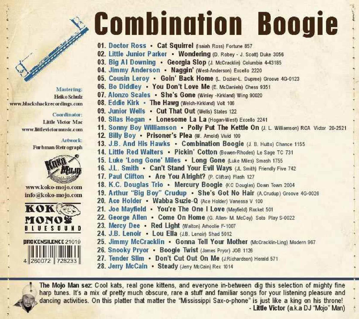 Albumcover mit einer Liste von Songnamen und Künstlern. Titel ist Combination Boogie.