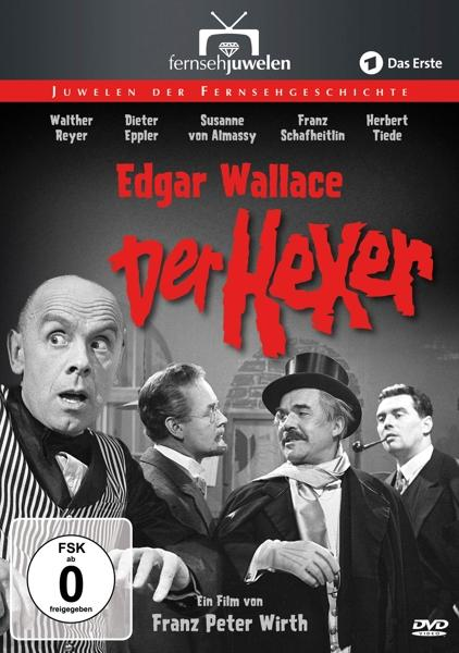 DVD-Cover: Männergruppe, Schwarz-Weiß-Bild, Text: Edgar Wallace Der Hexer.