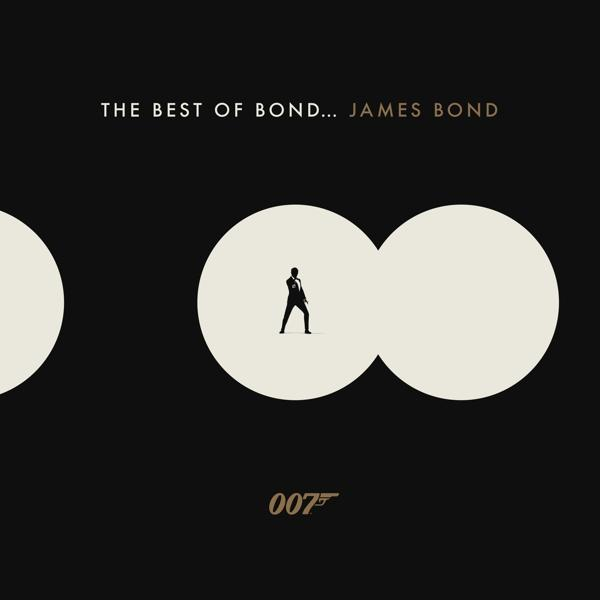 Filmposter voor 'The Best of Bond... James Bond'. Bevat een silhouet van een man met twee witte cirkels.
