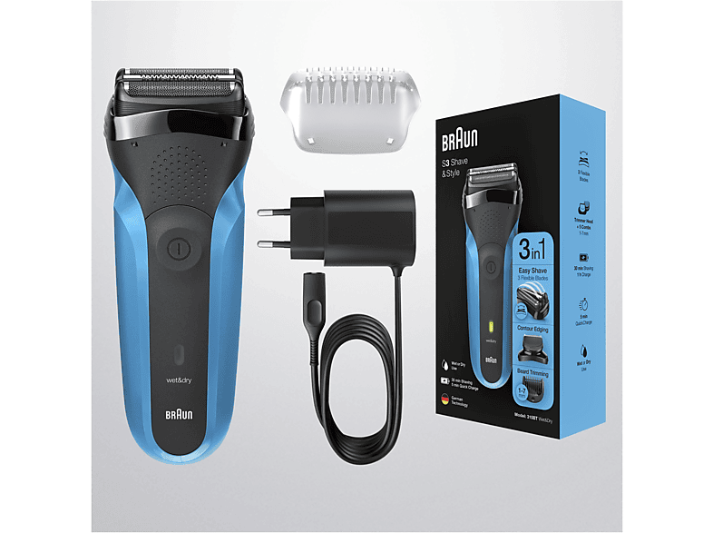 BRAUN 3 Serisi 310BT Blu 3in1 Islak&Kuru Kullanım Tıraş Makinesi ve Sakal Şekillendirici Mavi/Siyah_4