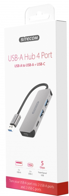SITECOM Hub USB-A à USB-A + USB-C Gris (CN-399)