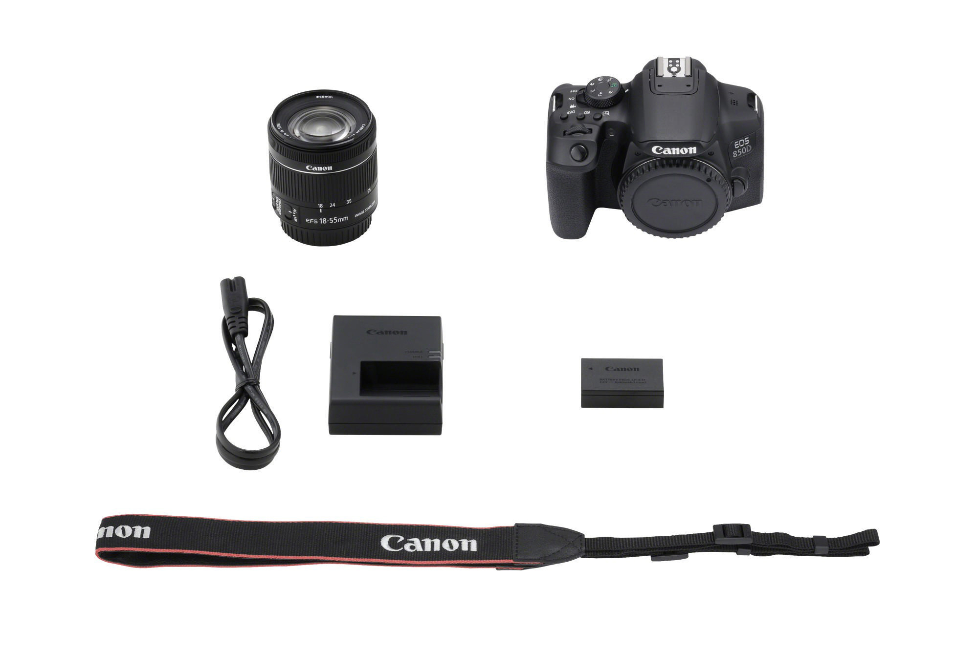 CANON EOS 850D Kit Spiegelreflexkamera, 24,1 Megapixel, 18-55 mm Objektiv (EF-S, IS II, STM), Touchscreen Display, WLAN, Schwarz