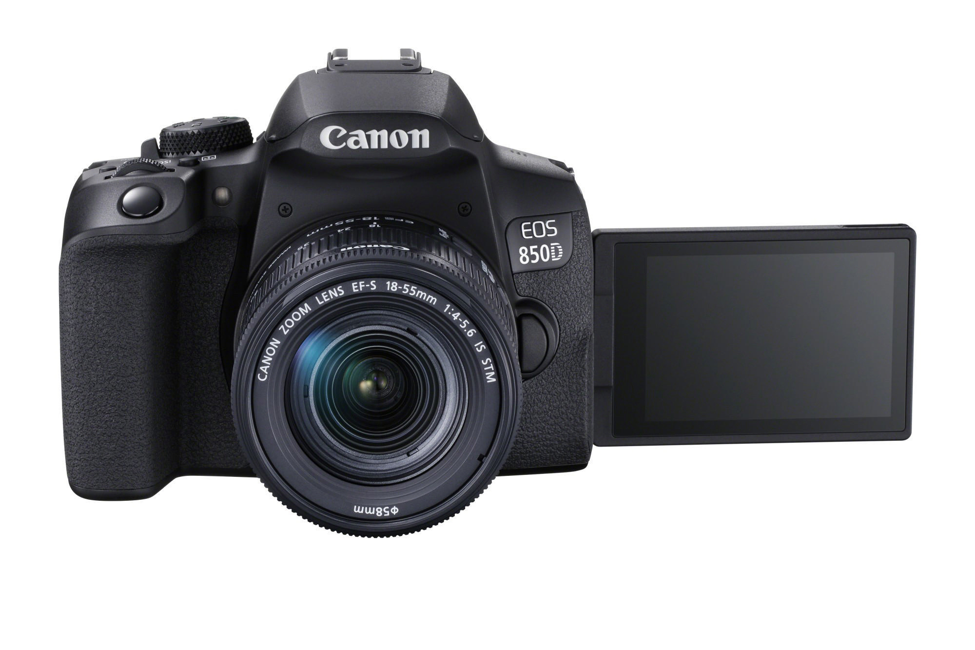 CANON EOS 850D Kit Spiegelreflexkamera, 24,1 Megapixel, 18-55 mm Objektiv (EF-S, IS II, STM), Touchscreen Display, WLAN, Schwarz
