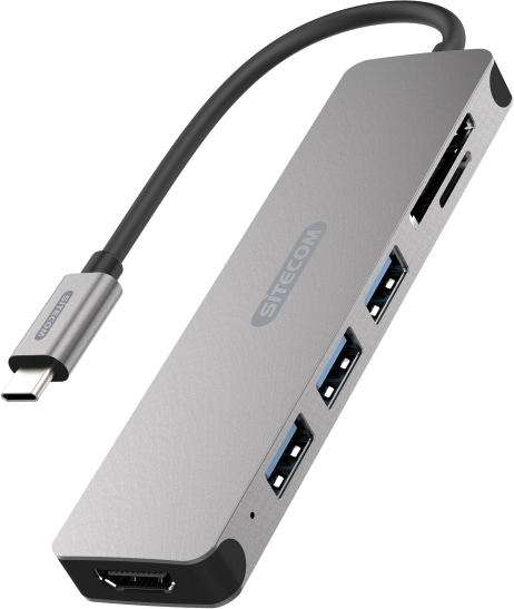 SITECOM Hub USB-C à HDMI + Lecteur carte Gris (CN-407)