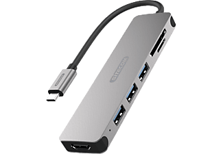 SITECOM USB-C naar HDMI Hub + Kaartlezer Grijs (CN-407)