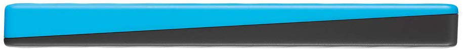 Un appareil rectangulaire bleu et noir.