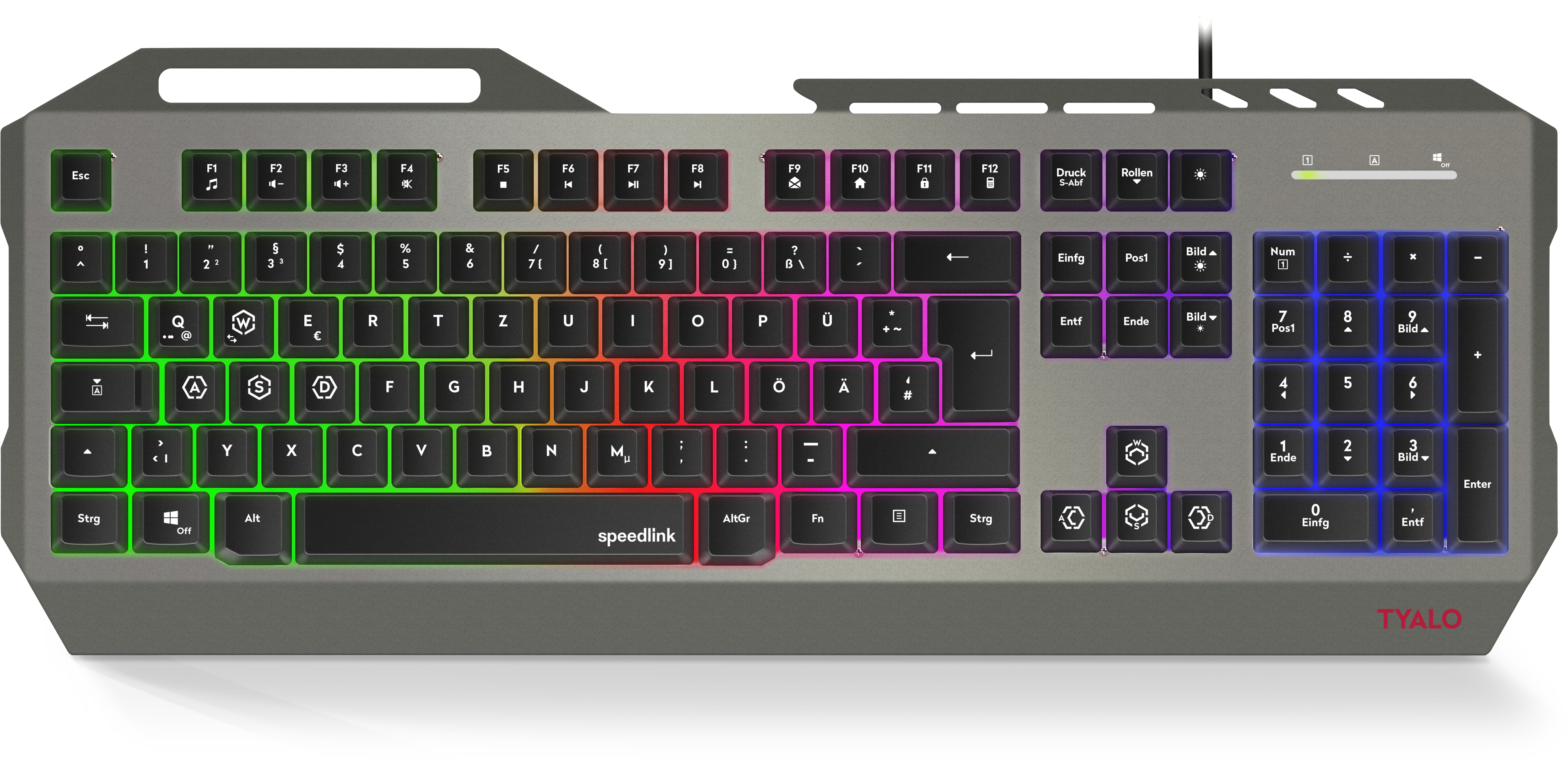 SPEEDLINK TYALO Illuminated Gaming Deskset - DE layout, Gaming Tastatur, Maus & Mauspad, Rubberdome, kabelgebunden, Schwarz