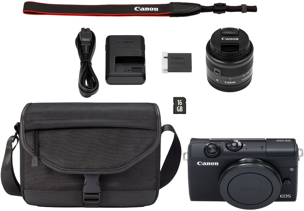 CANON Appareil photo hybride EOS M200 Noir Travel Kit (3699C040AA)