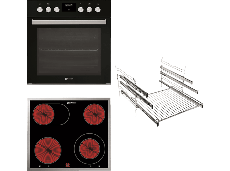BAUKNECHT HEKO BLACK 700 P, Einbauherdset (Elektrokochfeld, A+, 65 l)