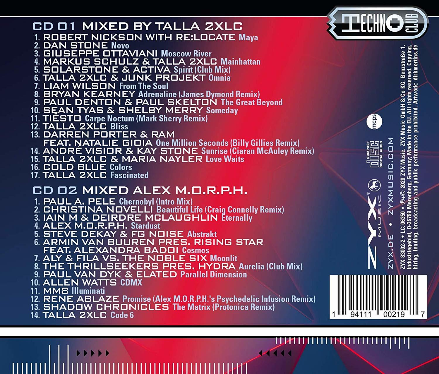 Rückseite einer CD mit Trackliste, ZYX MUSIC Details und Künstlernamen.