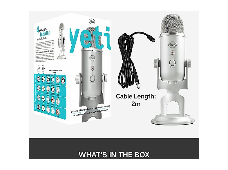 Blue Microphones G Yeti Premium USB-Mikrofon mit mehreren Richtcharakteristiken und Blue VO!CE, Silber; USB-Gaming-Mikrofon — Foto 2 von 2