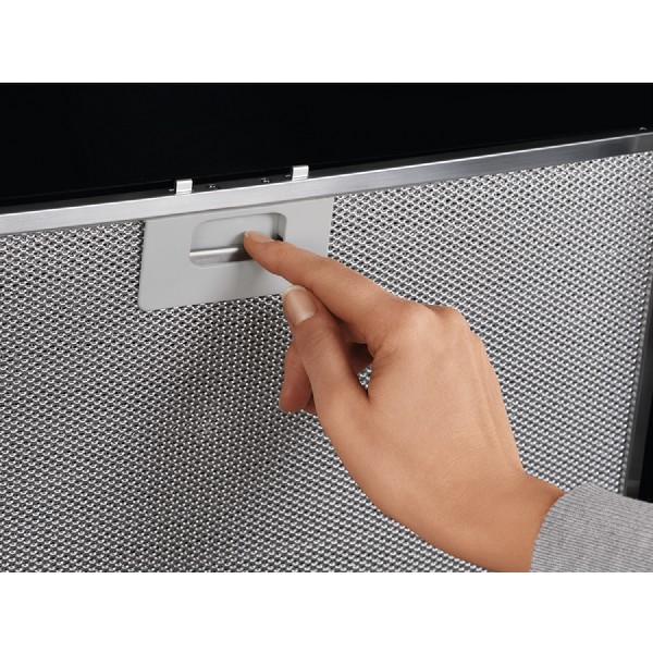 Campana decorativa - Electrolux LFV319K, Decorativa, 600 m³/h, 3 velocidades, 75 dB, Filtro aluminio lavable, Negro