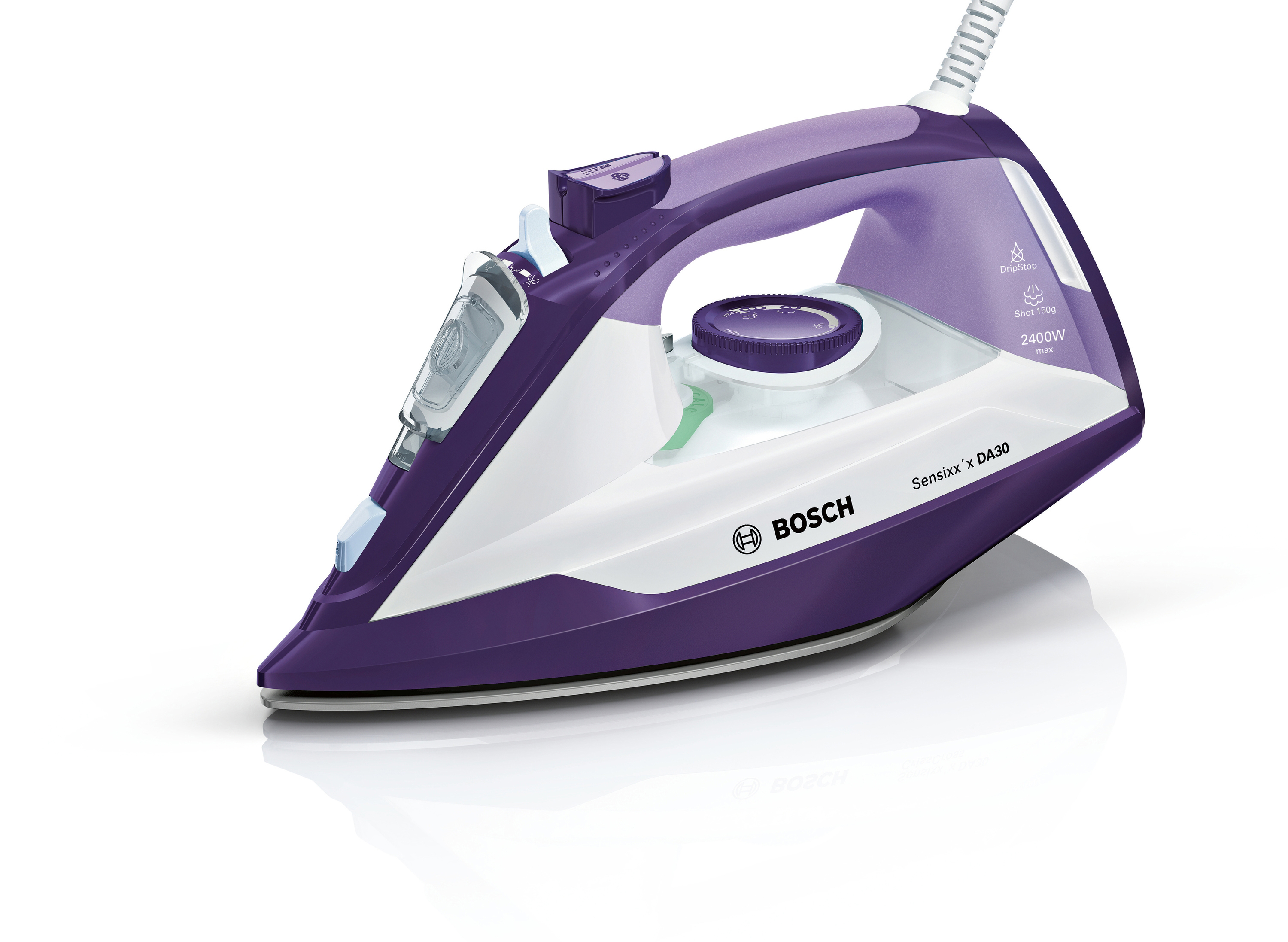 BOSCH TDA3024030 Sensixx'x DA30 Dampfbügeleisen (2400 Watt, Multidirektionale CeraniumGlissée Bügelsohle - faltenfreies Bügeln in alle Richtungen)