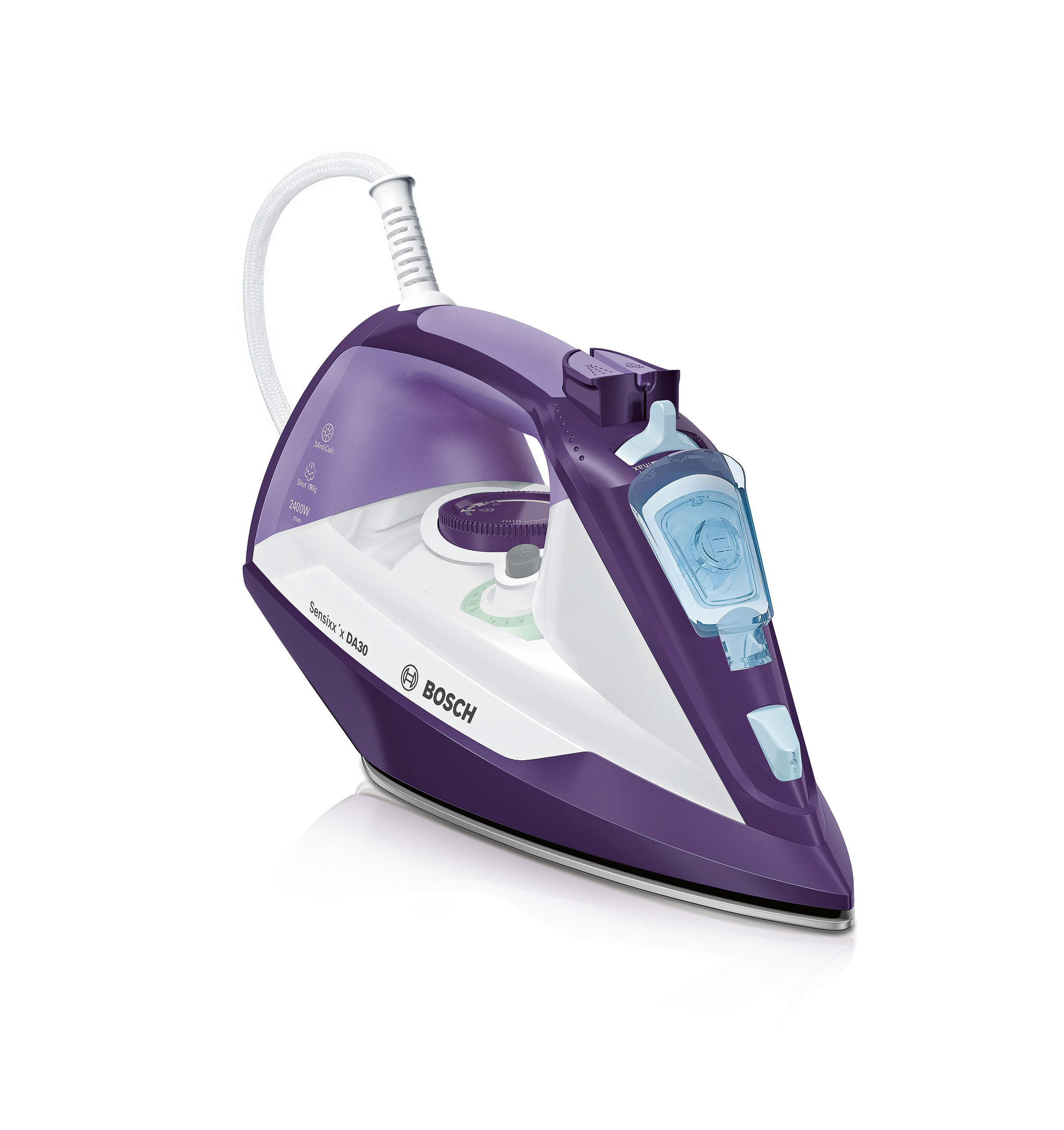 BOSCH TDA3024030 Sensixx'x DA30 Dampfbügeleisen (2400 Watt, Multidirektionale CeraniumGlissée Bügelsohle - faltenfreies Bügeln in alle Richtungen)