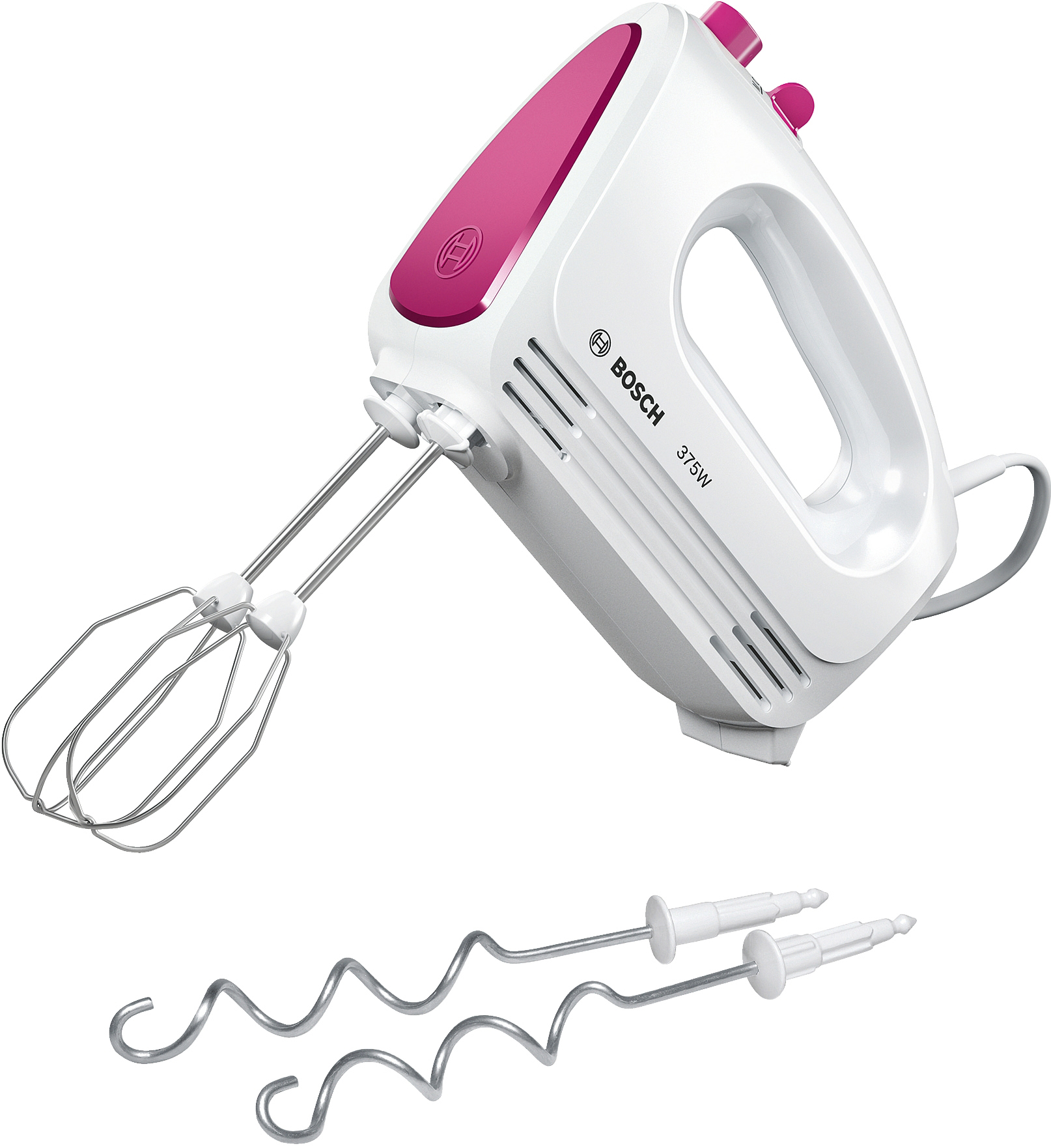 BOSCH MFQ2210P CleverMixx Fun Handmixer Weiß/Dunkelpink (375 Watt)