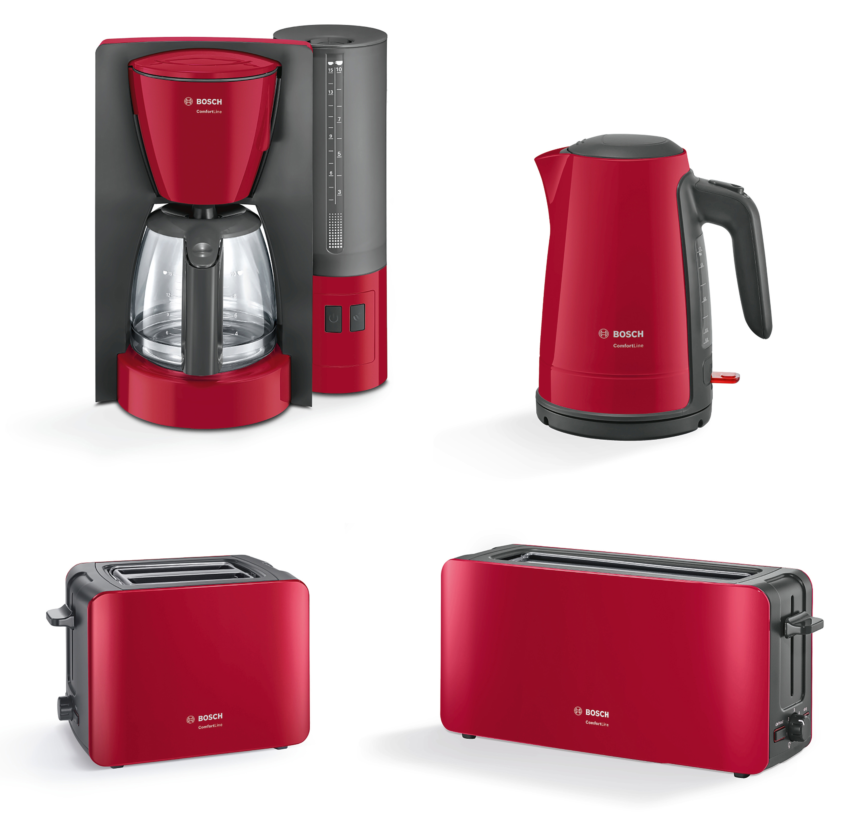 BOSCH TKA6A044 ComfortLine Kaffeemaschine Rot/Anthrazit
