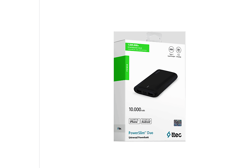 TTEC 2BB163S PowerSlim Duo 10.000mAh Taşınabilir Şarj Cihazı Siyah_1