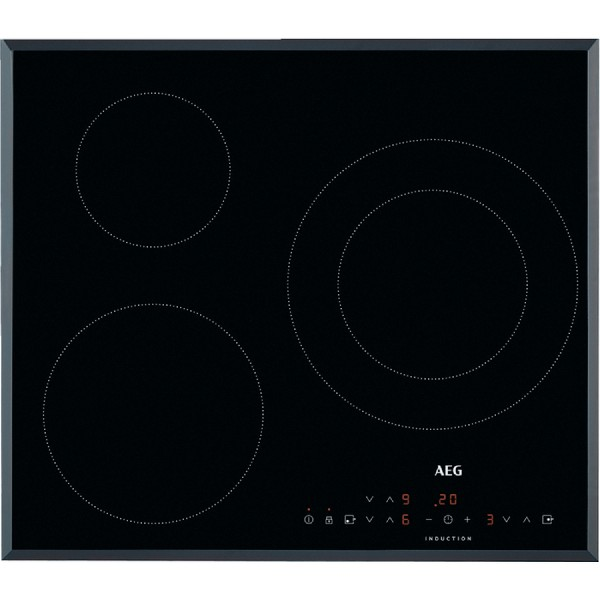 Encimera - AEG IKB6330SFB, Inducción, Eléctrica, 3 zonas, 28 cm, Negro