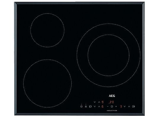 Placa inducción - AEG IKB6330SFB, 3 zonas, Zona grande 28 cm, Biselada, 60 cm, Negro