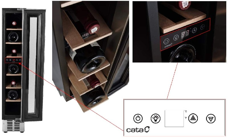 Vinoteca - Cata 7BOT VI 15007X, 5 - 22 °C, 7 Botellas, Inox