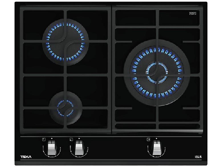 Teka GZC 63310 XBB, 3 zonas, Gas butano, ExactFlame, 60 cm, Negro