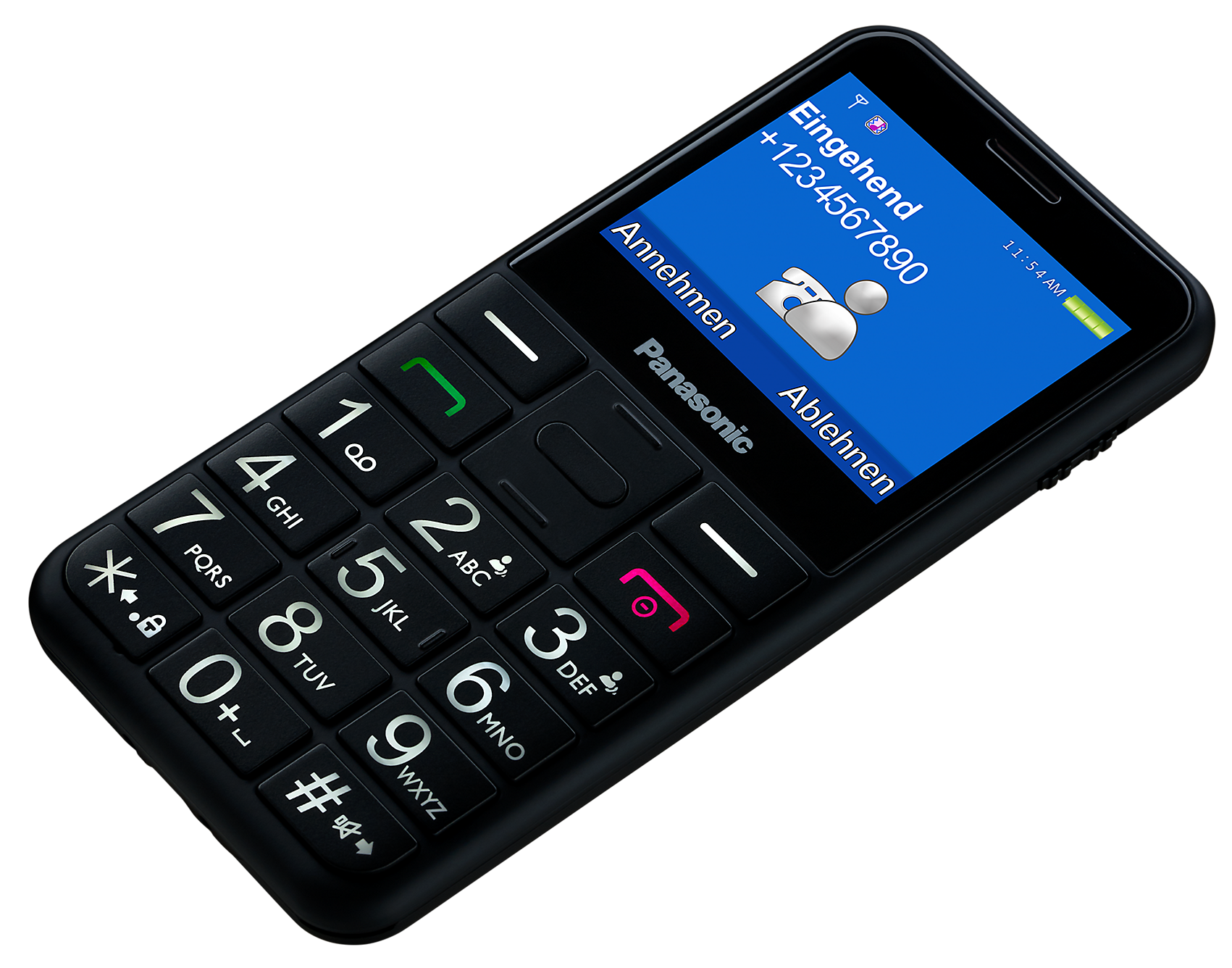 Móvil - Panasonic KX-TU150EXB, TFT 2.4", Teclas grandes, Botón SOS, Cámara, Dual SIM, Bluetooth, Negro