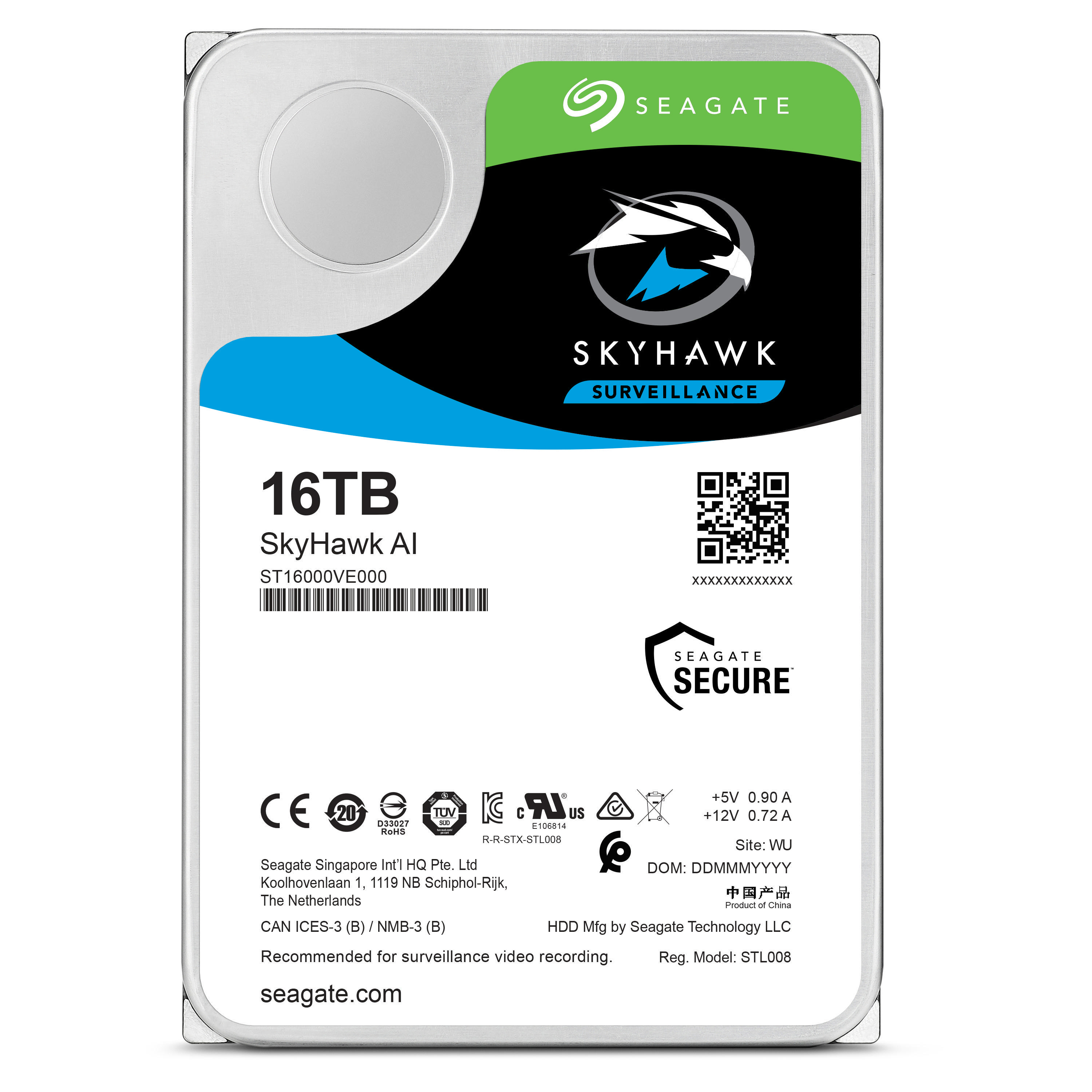 SEAGATE SkyHawk AI Festplatte Bulk, 16 TB HDD SATA 6 Gbps, 3,5 Zoll, intern