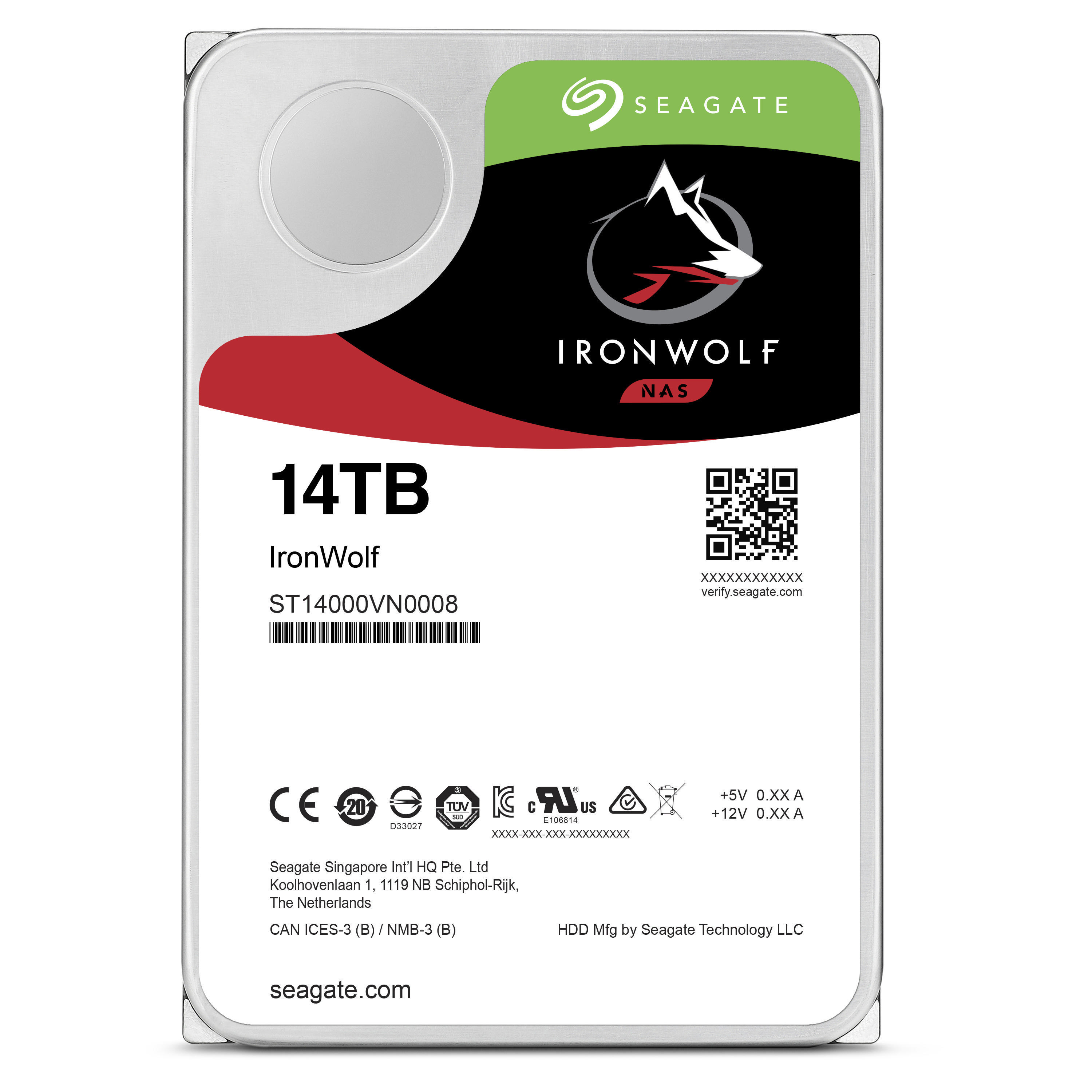 SEAGATE IronWolf Festplatte Bulk, 14 TB HDD SATA 6 Gbps, 3,5 Zoll, intern