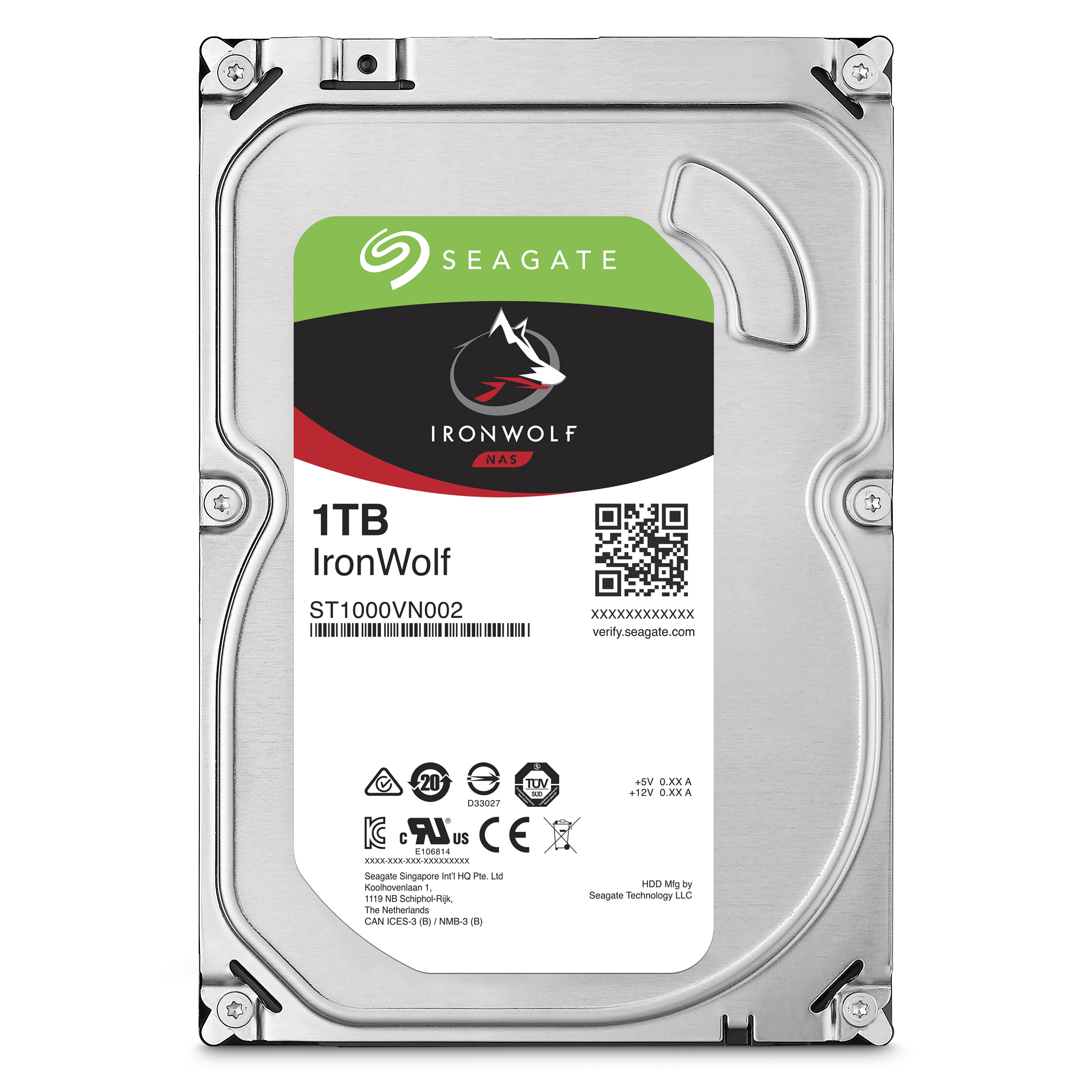 SEAGATE IronWolf Festplatte Bulk, 1 TB HDD SATA 6 Gbps, 3,5 Zoll, intern