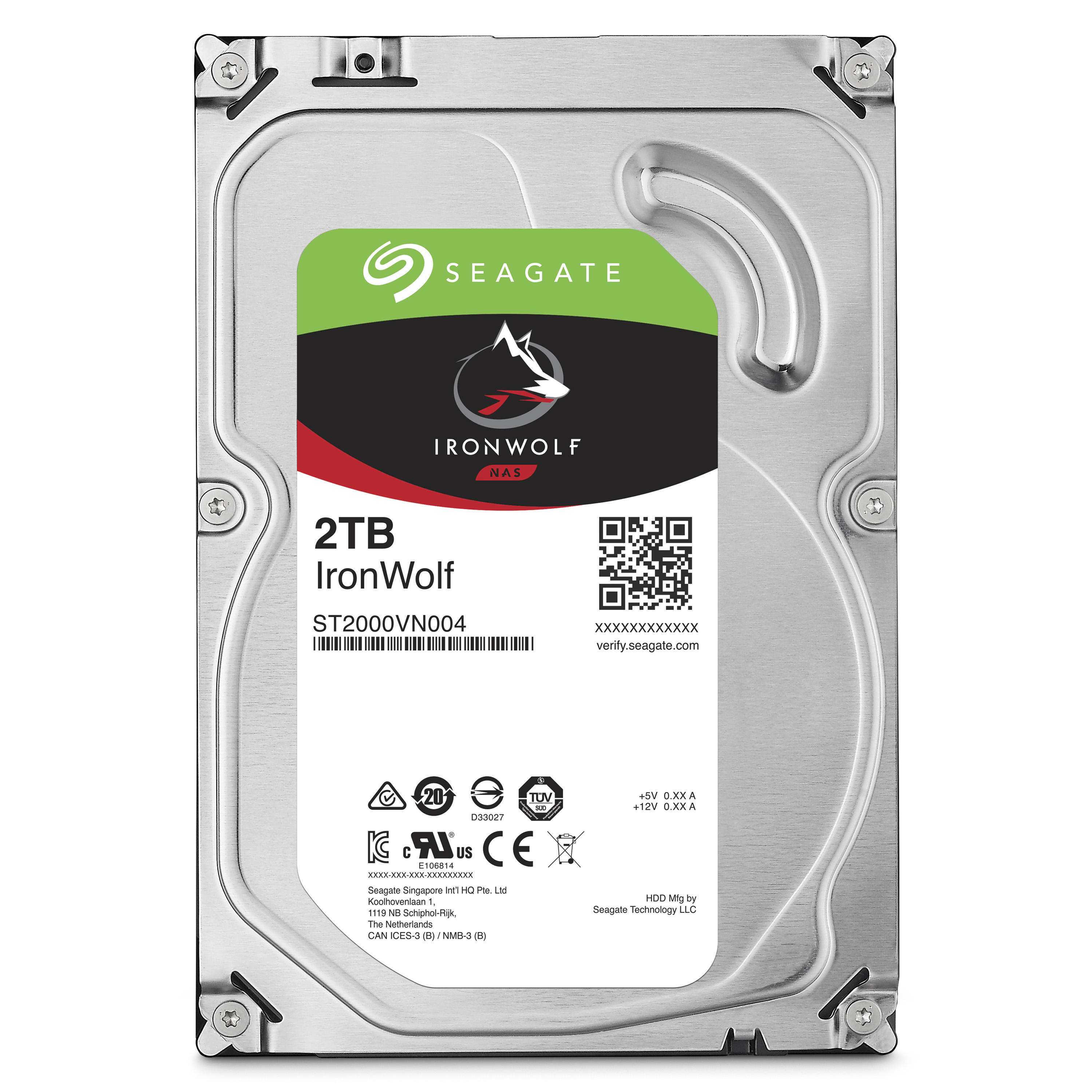 SEAGATE IronWolf Festplatte Bulk, 2 TB HDD SATA 6 Gbps, 3,5 Zoll, intern