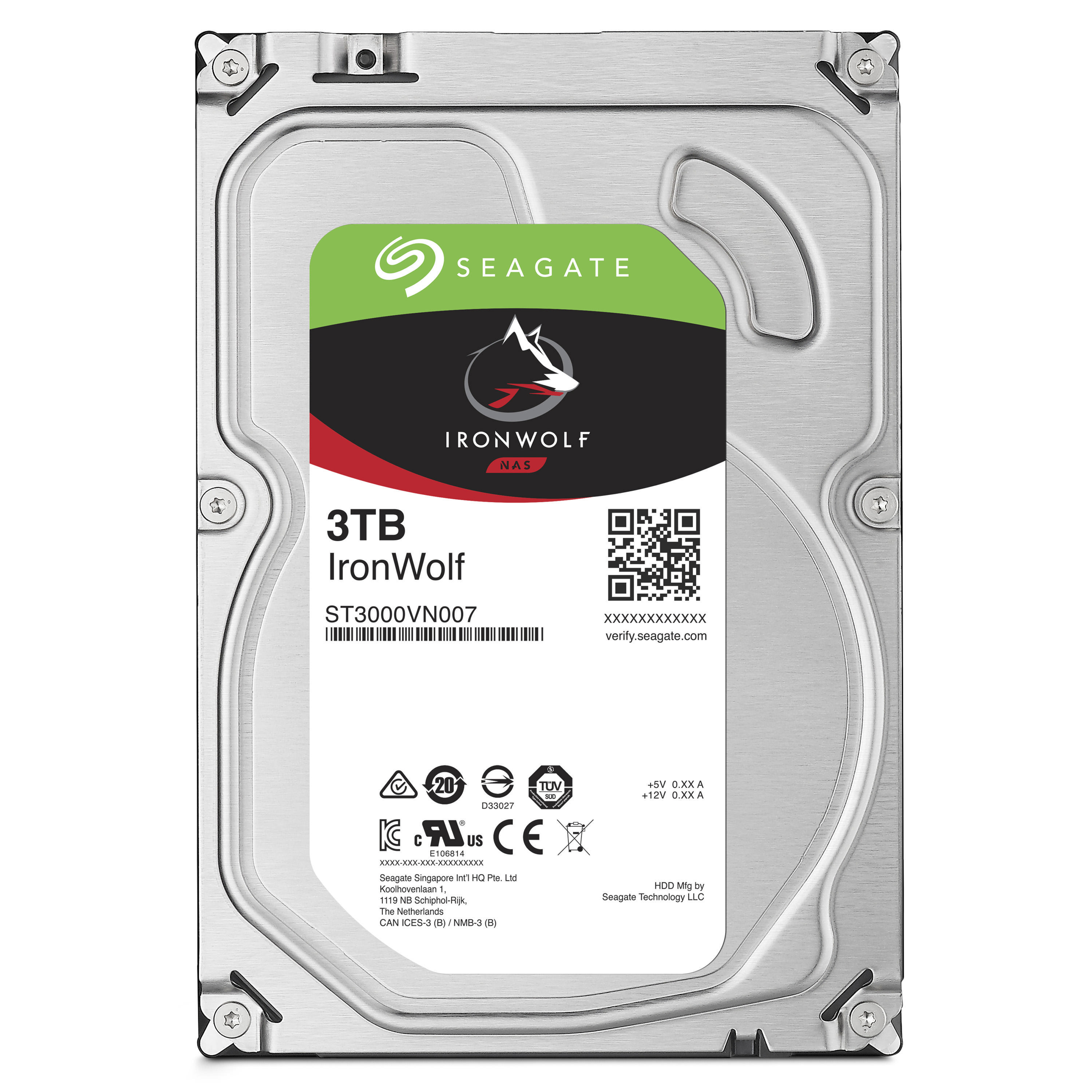 SEAGATE IronWolf Festplatte Bulk, 3 TB HDD SATA 6 Gbps, 3,5 Zoll, intern