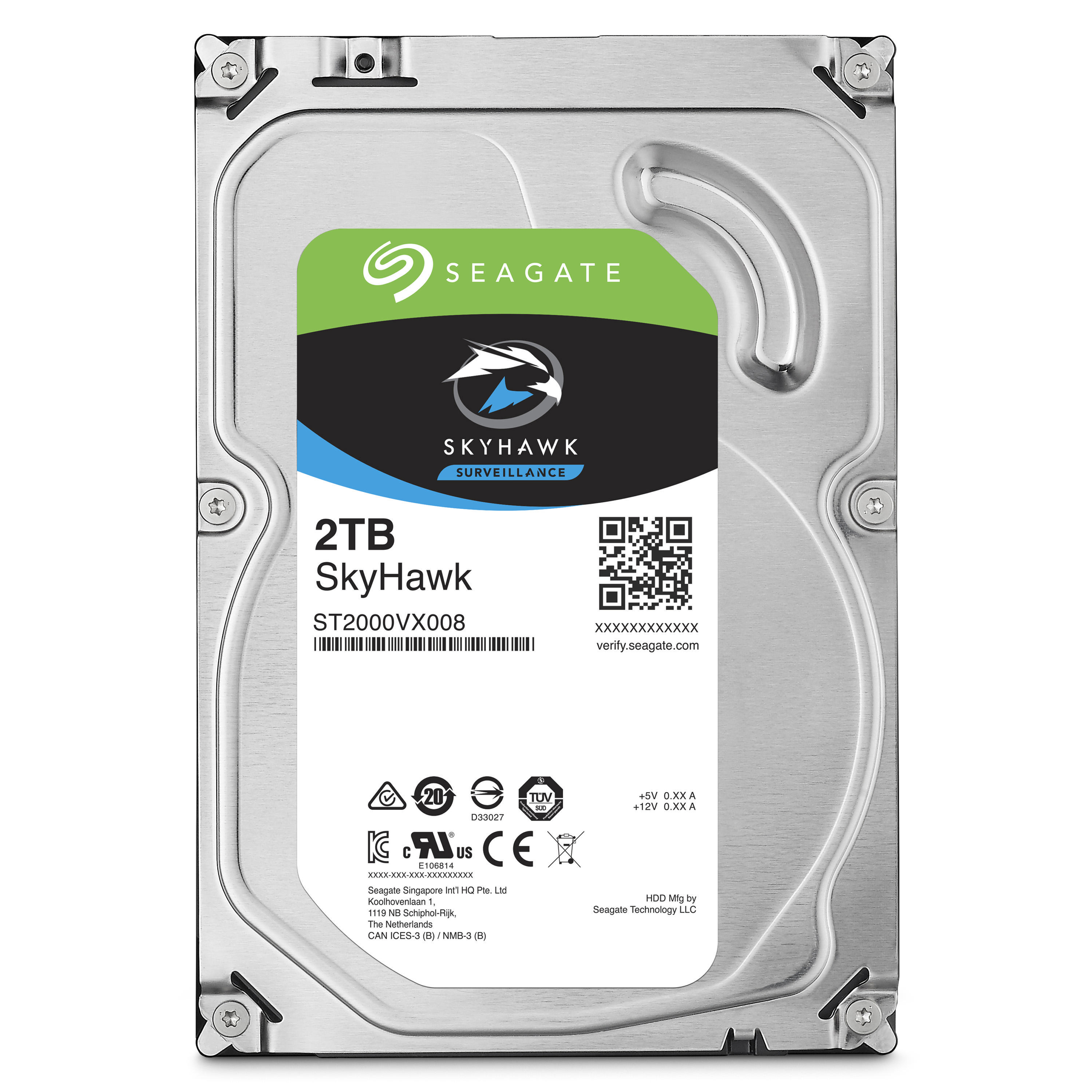 SEAGATE SkyHawk Festplatte Bulk, 2 TB HDD SATA 6 Gbps, 3,5 Zoll, intern