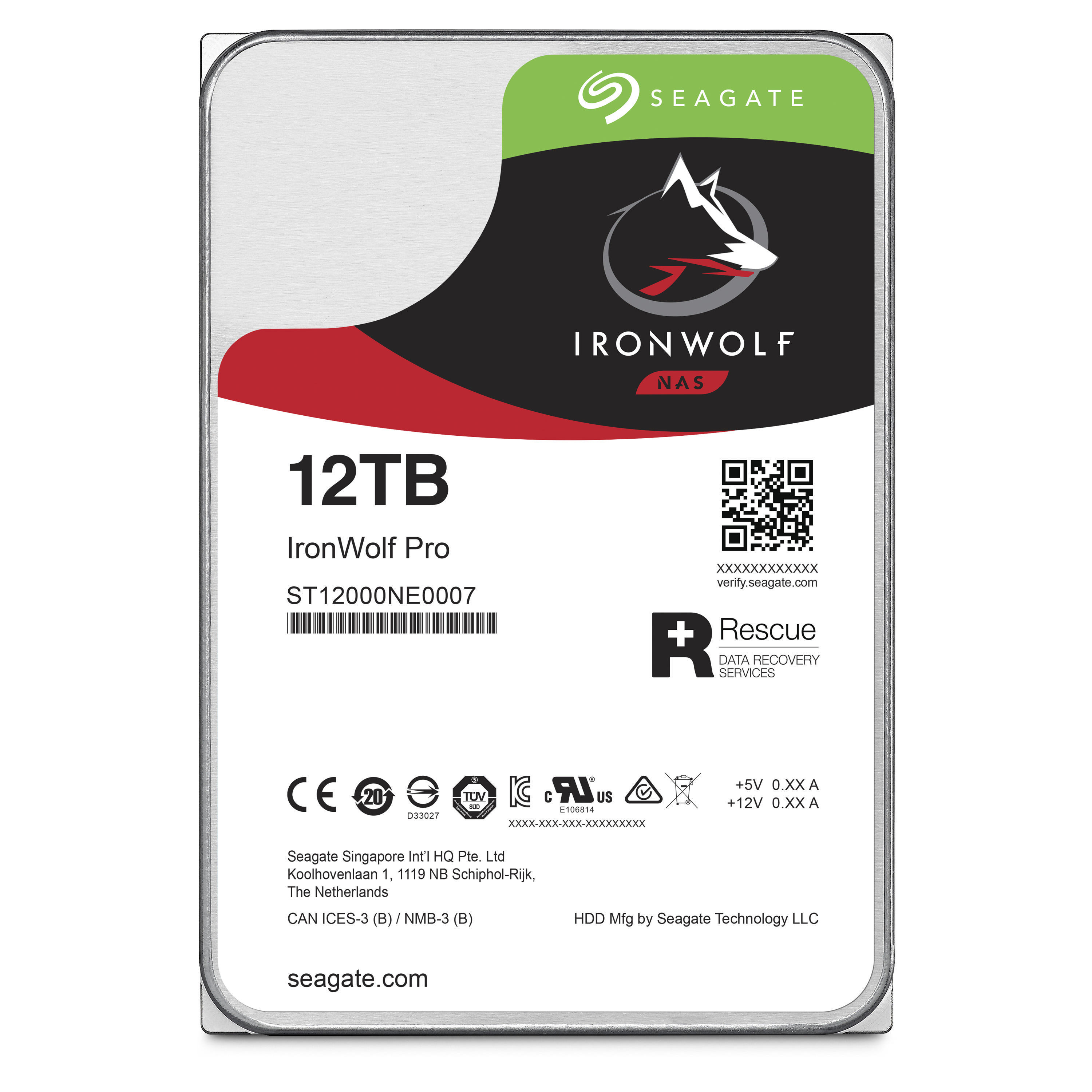 SEAGATE IronWolf Pro Festplatte Bulk, 12 TB HDD SATA 6 Gbps, 3,5 Zoll, intern