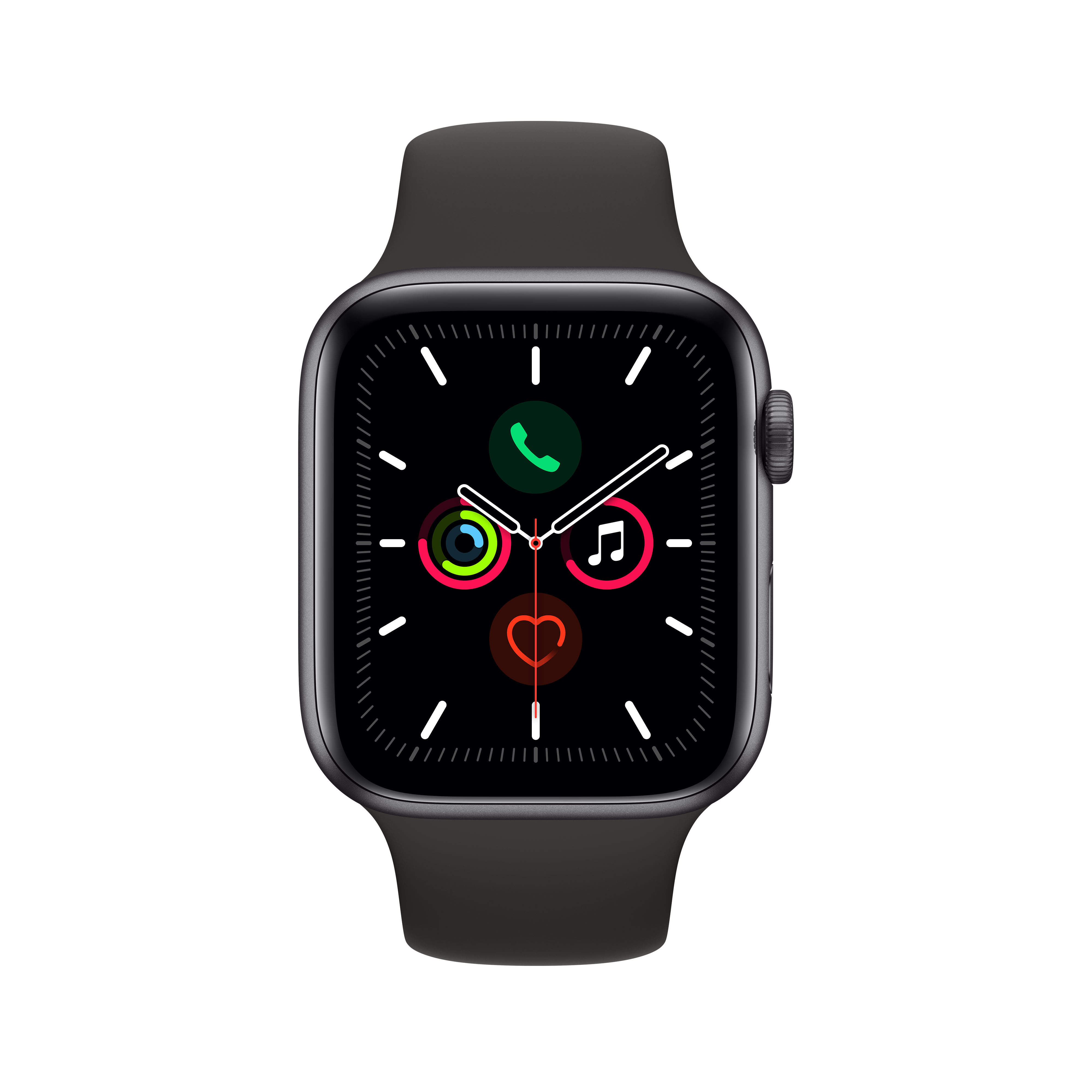 APPLE Watch Series 5 GPS + Cell 44mm Aluminiumgehäuse Space Grau mit Sportarmband Schwarz