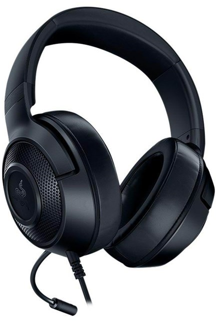 Schwarzes Razer-Gaming-Headset. Over-Ear-Design mit Mikrofon und Kabel.