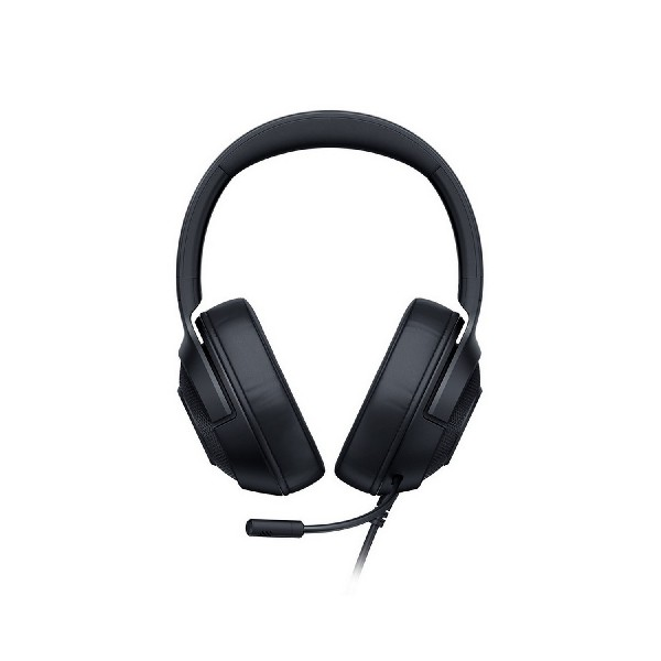 Auriculares negros sobre la oreja con micrófono, sobre fondo blanco.